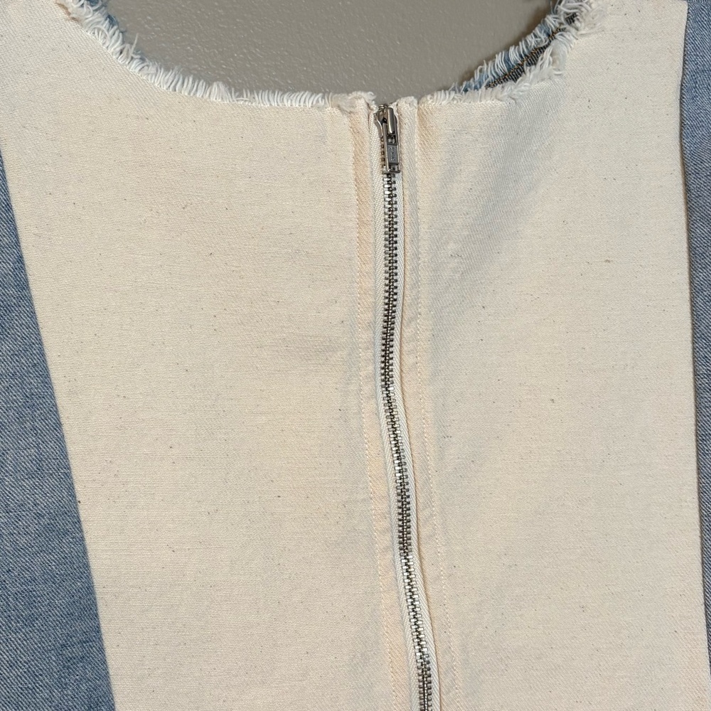 SEA new york distressed raw denim zip up sleeveless cami frayed hem - Picture 6 of 9